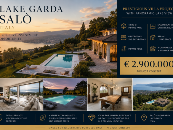 Luxusvilla zu verkaufen mit Seeblick in Salò am Gardasee und privatem Pool.