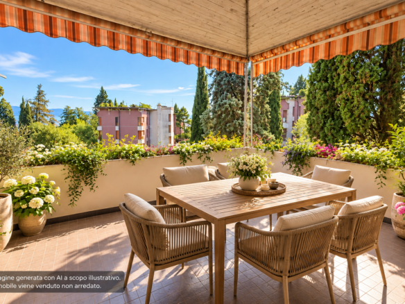 Wohnung in Gardone Riviera mit Panoramaterrasse und Blick auf den Gardasee